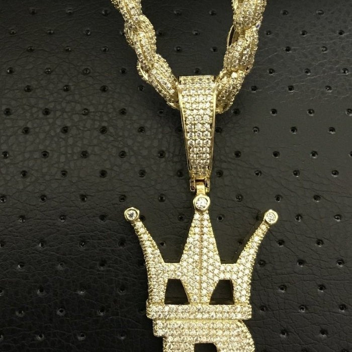 HipHopBling Logo 3D Large Gold Micro Pave Pendant HipHopBling