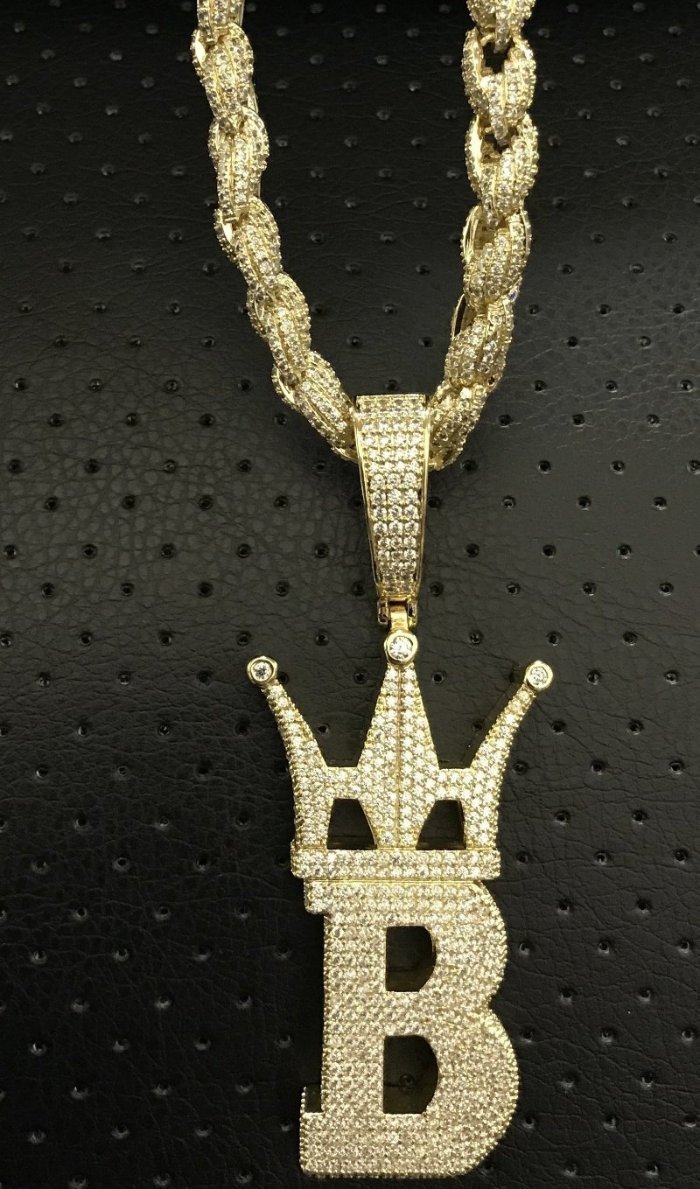 HipHopBling Logo 3D Large Gold Micro Pave Pendant HipHopBling