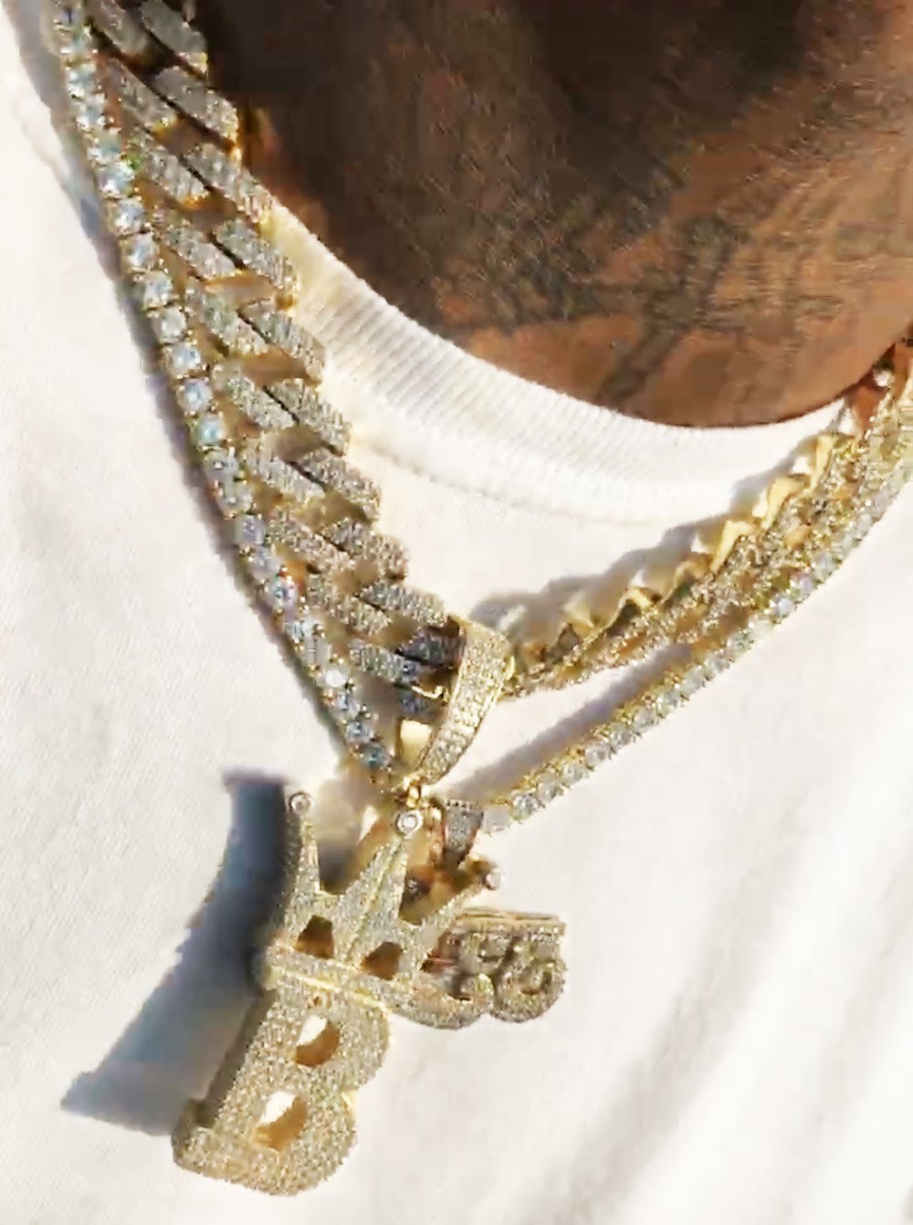 HipHopBling Logo 3D Large Gold Micro Pave Pendant HipHopBling