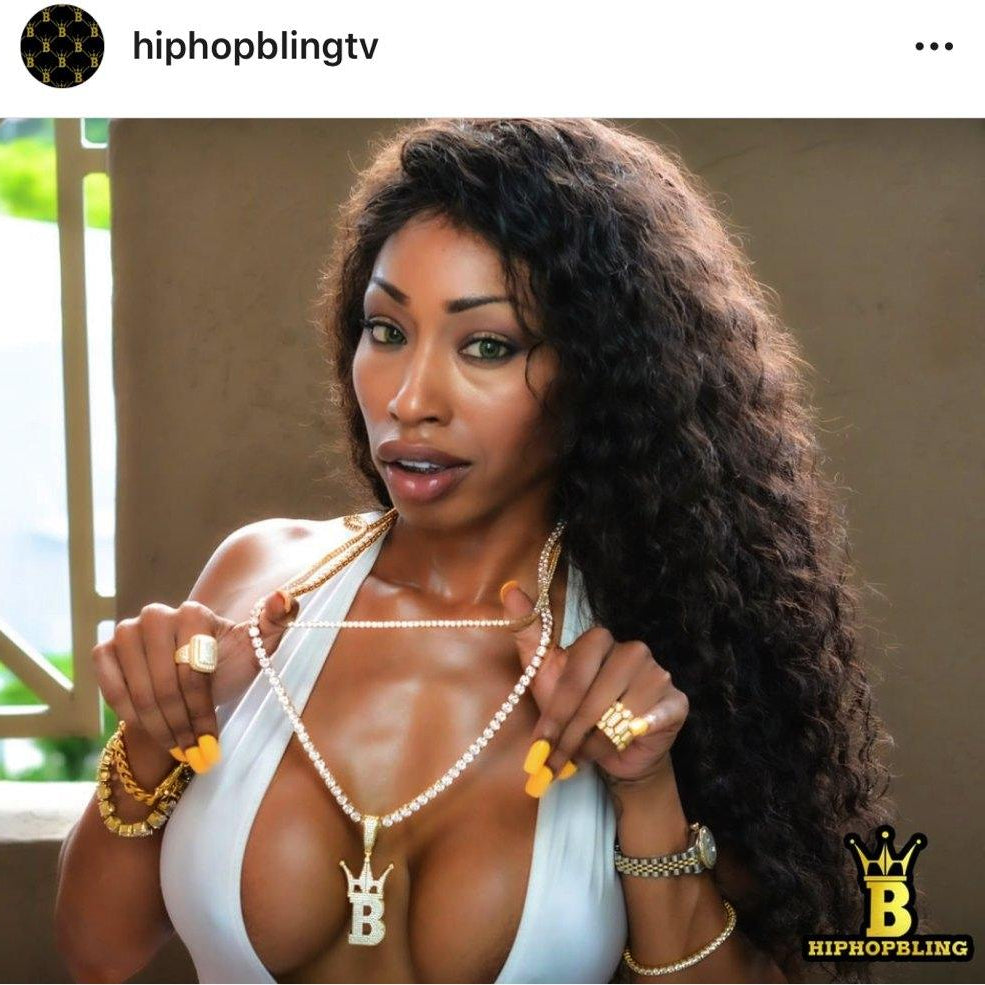 HipHopBling Logo 3D Large Gold Micro Pave Pendant HipHopBling