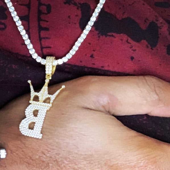 HipHopBling Logo .925 Silver Gold CZ Iced Out Pendant HipHopBling