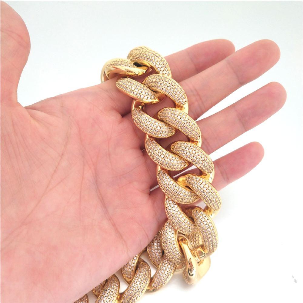 HUGE 24MM 3D Cuban Bling Bling Chain White/Yellow Gold Yellow Gold 18" HipHopBling