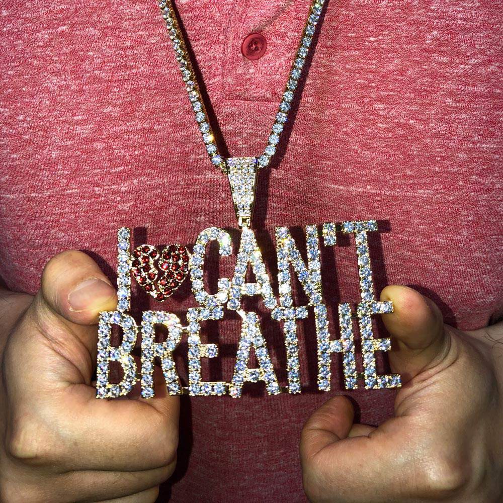 I Can't Breathe Bling Bling Hip Hop Pendant Yellow Gold HipHopBling