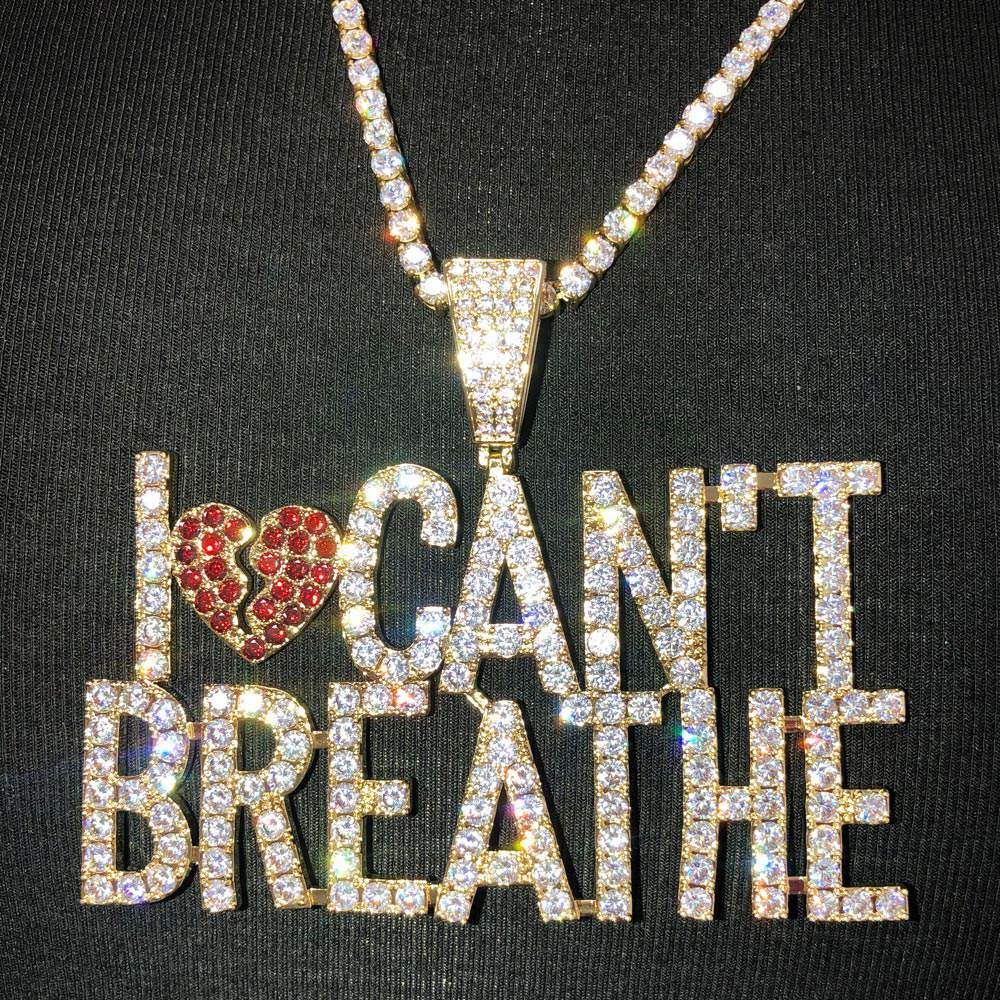 I Can't Breathe Bling Bling Hip Hop Pendant Yellow Gold HipHopBling