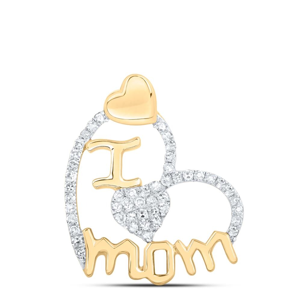 I Love Mom Hearts .25cttw Diamond Pendant 10K Gold 10K Yellow Gold HipHopBling