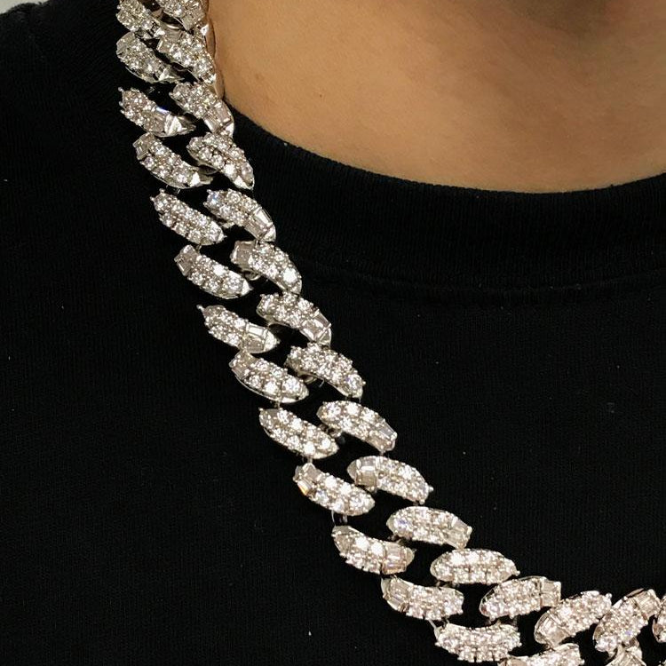 Ice Medley Cuban Bling Bling Chain 20MM White / Yellow Gold White Gold 18" HipHopBling