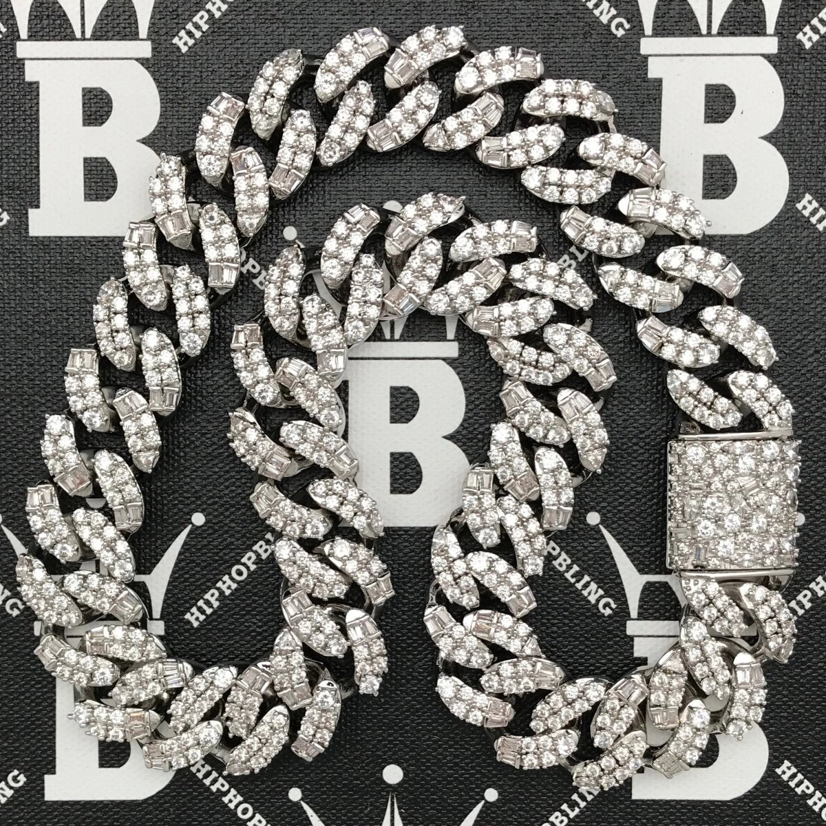 Ice Medley Cuban Bling Bling Chain 20MM White / Yellow Gold White Gold 18" HipHopBling