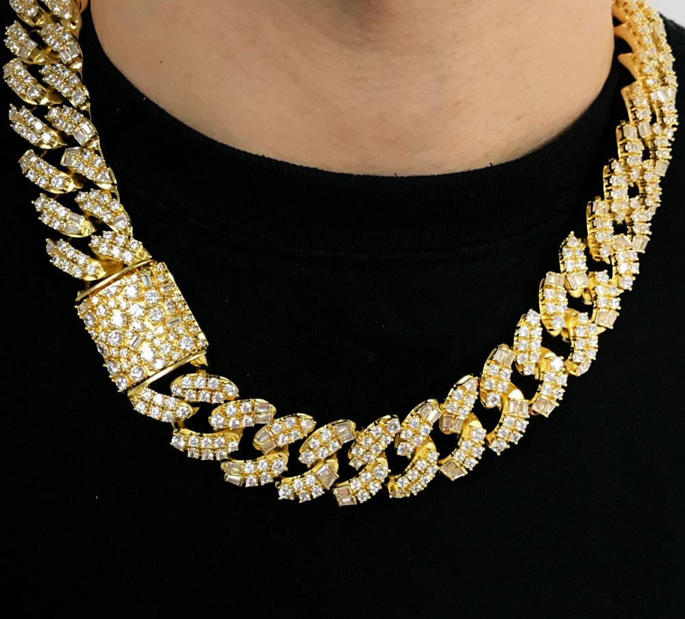 Ice Medley Cuban Bling Bling Chain 20MM White / Yellow Gold Yellow Gold 18" HipHopBling