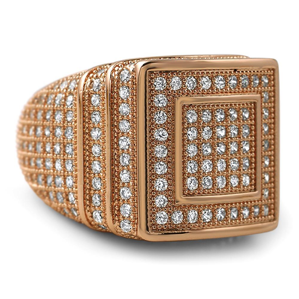 Ice Stacked Rose Gold CZ Micro Pave Iced Out Ring 7 HipHopBling
