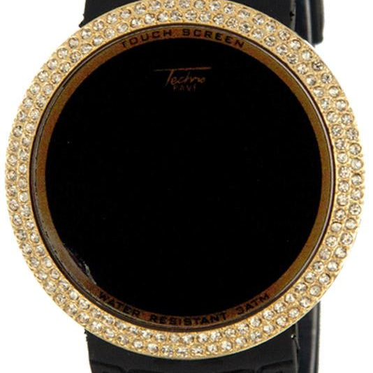 Iced Out Digital Touch Screen Watch Gold Black HipHopBling