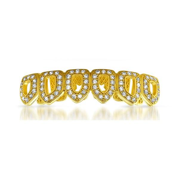 Iced Out Grillz Open Tooth Gold Bottoms HipHopBling