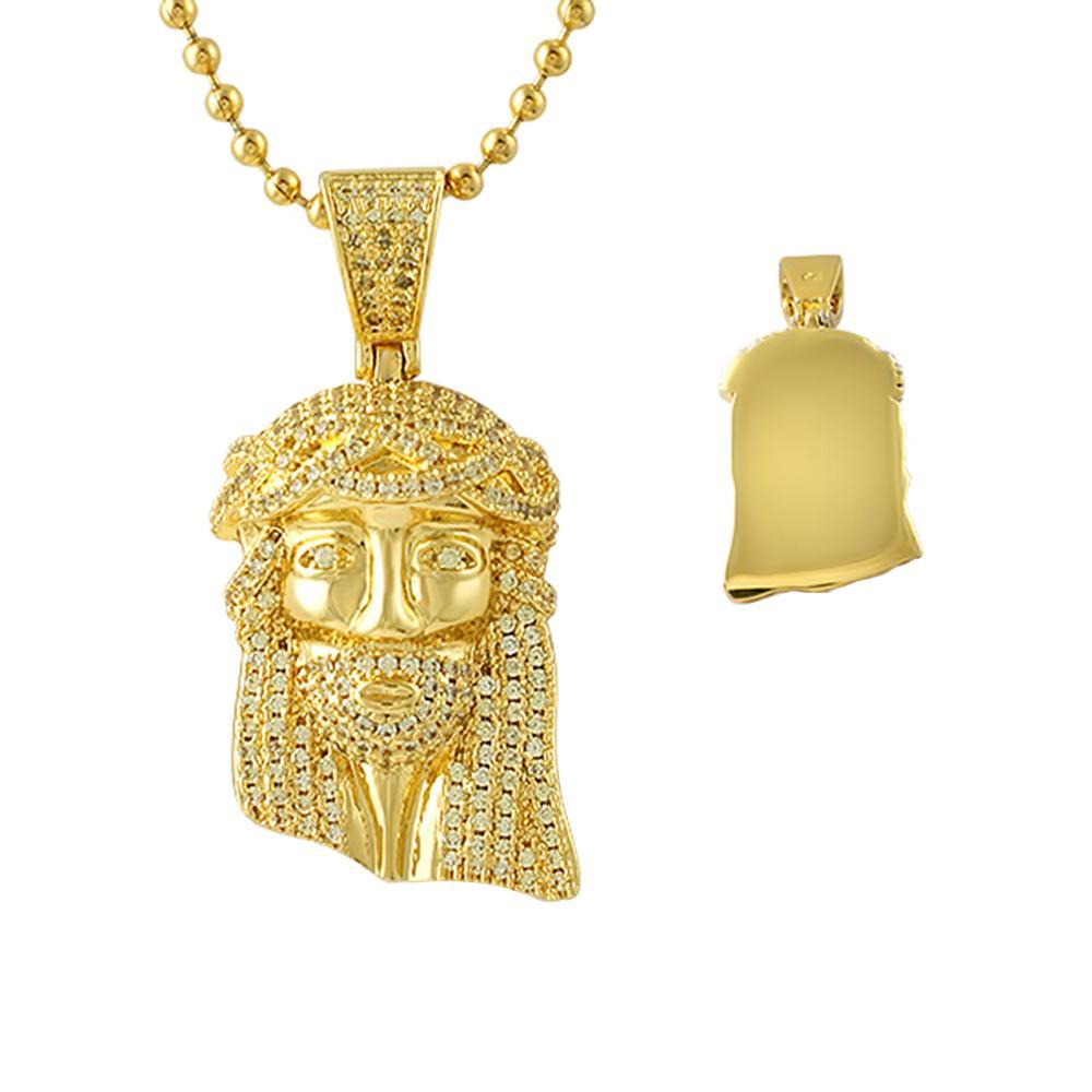 Iced Out Lemonade Gold Micro Jesus Pendant Pendant Only HipHopBling