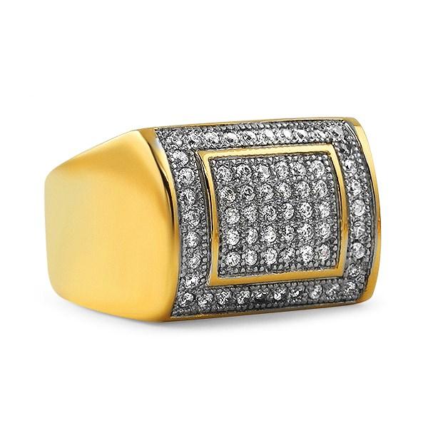 Iced Out Ring Gold Stainless Steel CZ Quality Bling 7 HipHopBling