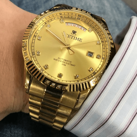 IceTime Falcon Gold Steel .12cttw Diamond Watch HipHopBling
