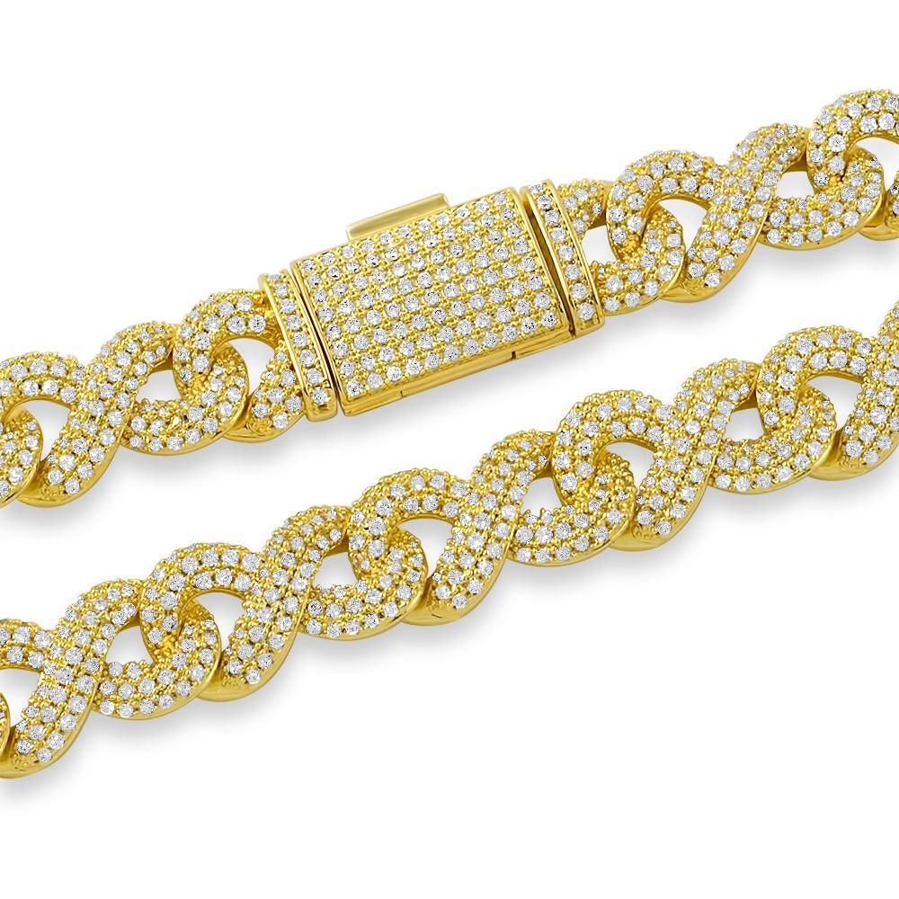 Infinity Link CZ Bling Bling Iced Out Chain Yellow Gold 18" HipHopBling