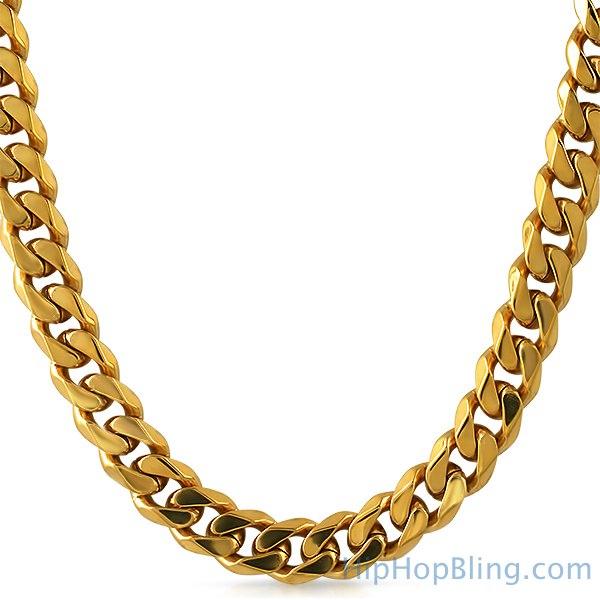 IP Gold 10MM Cuban 316L Stainless Steel Chain Box Clasp HipHopBling