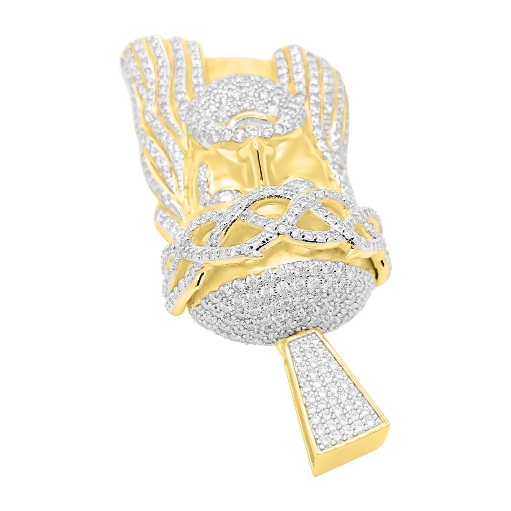 Jesus Large VVS Moissanite Pendant .925 Sterling Silver Yellow Gold HipHopBling