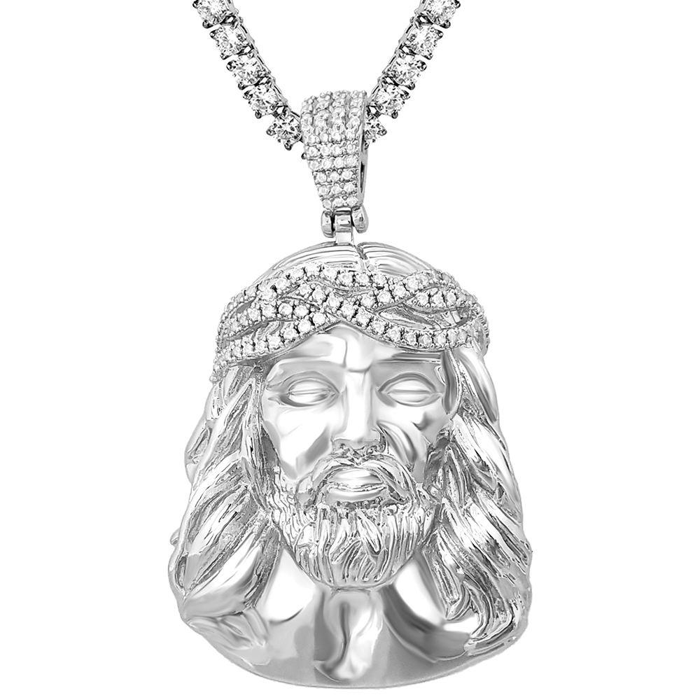 Jesus Piece Detailed Pendant in White / Yellow Gold Yellow Gold HipHopBling