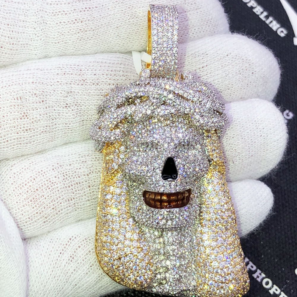 Jesus Skull VVS CZ Hip Hop Bling Iced Out Pendant Yellow Gold HipHopBling