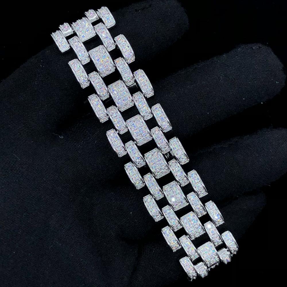 Jubilee CZ Iced Out Hip Hop Bling Bracelet White Gold 7" HipHopBling