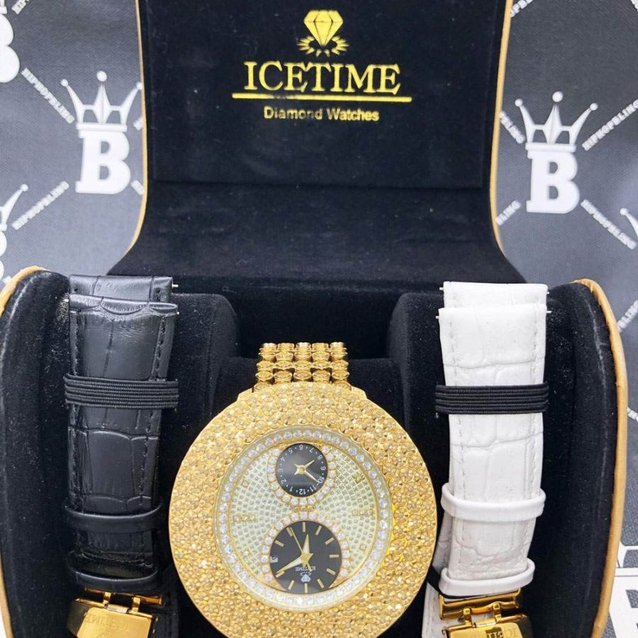 Jumbo King 2.00cttw Diamond Hip Hop IceTime Watch Yellow Gold HipHopBling