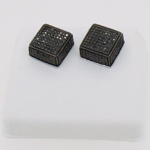 Jumbo Real Black Diamond Cube Hip Hop Earrings .81cttw .925 Silver HipHopBling