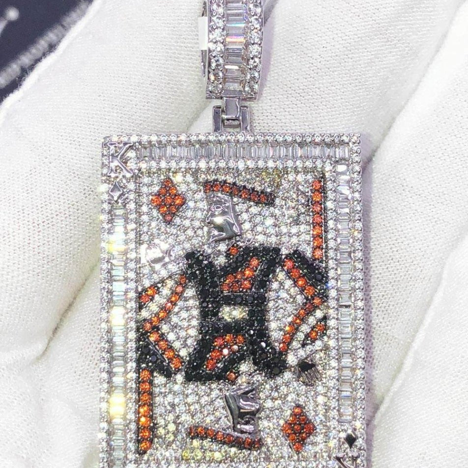 King of Diamonds CZ Hip Hop Bling Bling Pendant White Gold HipHopBling