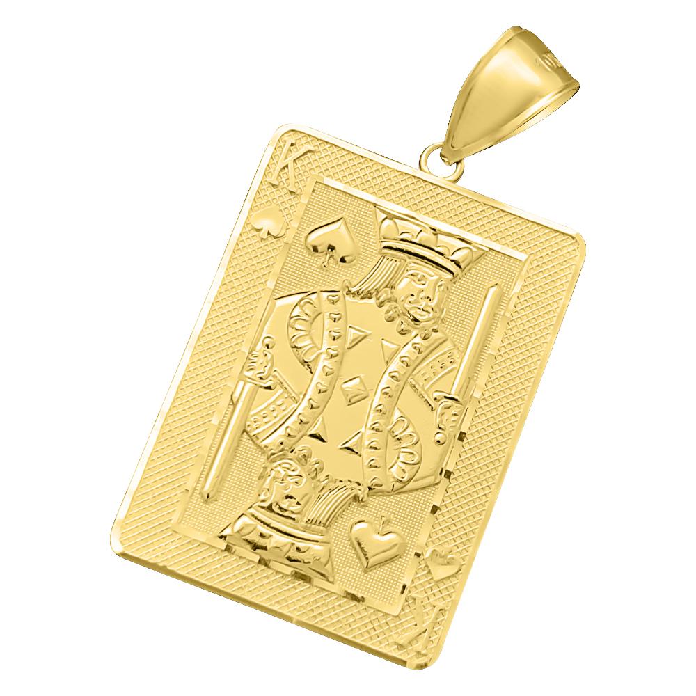 King Poker Playing Card DC 10K Yellow Gold Pendant HipHopBling