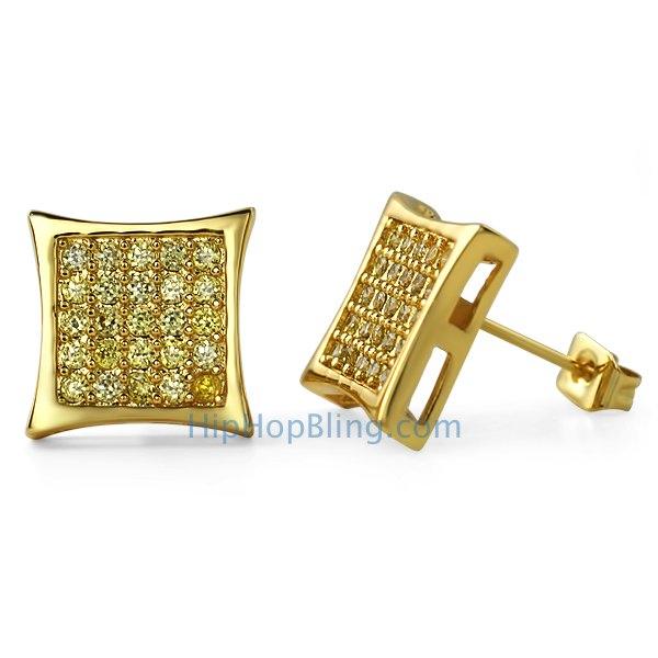 Kite 50 CZ Lemonade Bling Bling Earrings HipHopBling