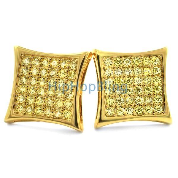 Kite 72 CZ Stones Lemonade Hip Hop Earrings HipHopBling