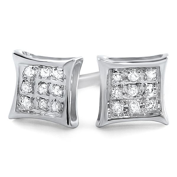 Kite Diamond Earrings in .925 Sterling Silver | 4 Sizes | 2 Colors 5MM .05 Carats White Gold HipHopBling