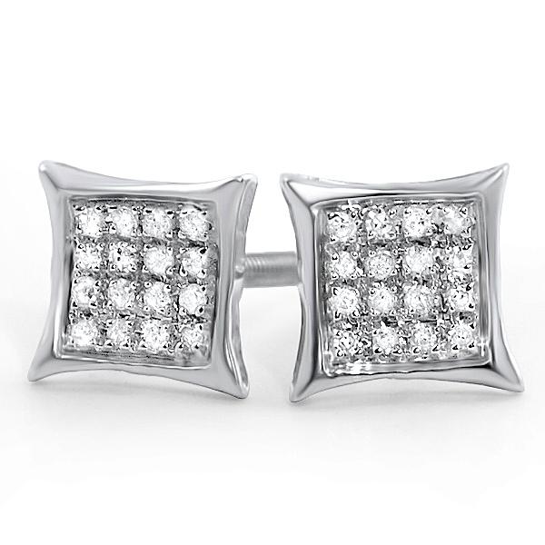 Kite Diamond Earrings in .925 Sterling Silver | 4 Sizes | 2 Colors 7MM .10 Carats White Gold HipHopBling