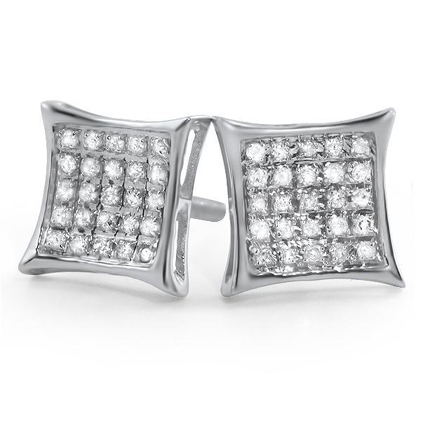 Kite Diamond Earrings in .925 Sterling Silver | 4 Sizes | 2 Colors 8MM .15 Carats White Gold HipHopBling