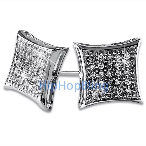Kite Medium CZ Bling Bling Micro Pave Earrings .925 Silver HipHopBling