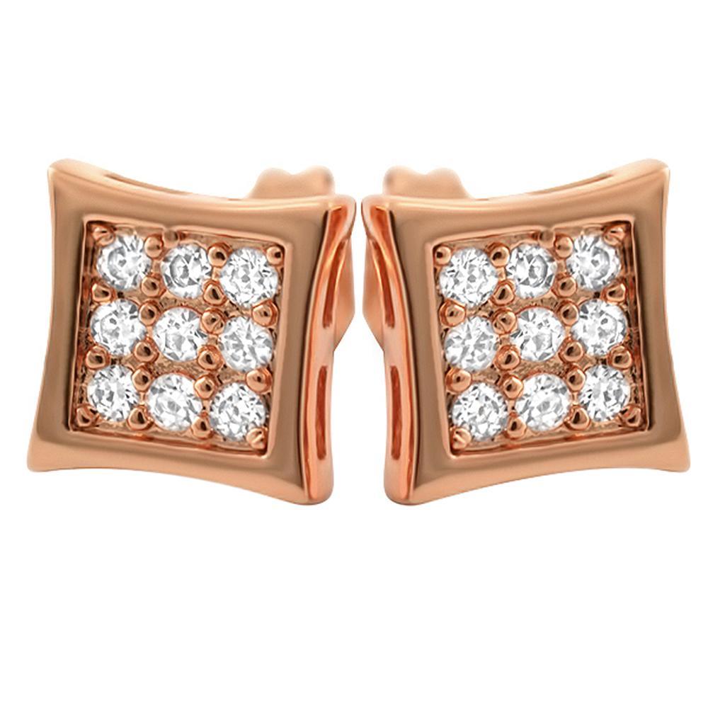 Kite Small Rose Gold CZ Micro Pave Earrings HipHopBling