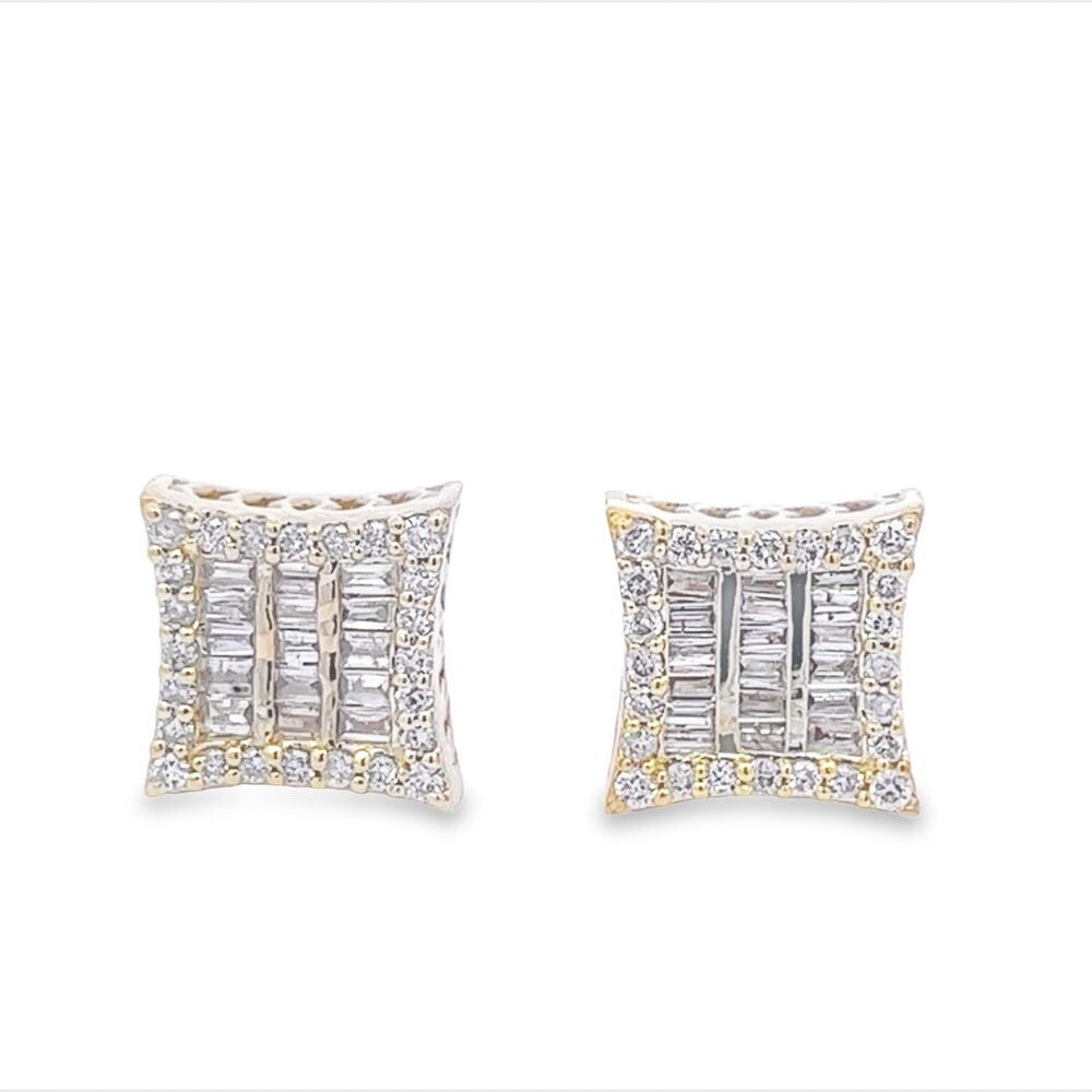 Kite Triple Baguette Diamond Earrings .59cttw 10K Gold 10K Yellow Gold HipHopBling