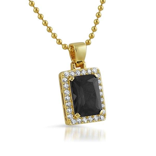 Lab Black Diamond Block Gold Hip Hop Pendant HipHopBling