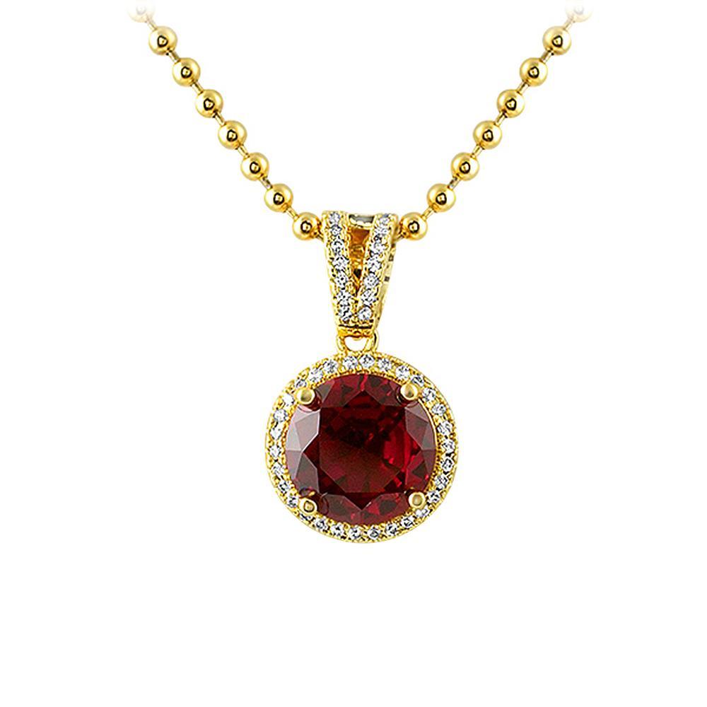 Lab Ruby Smaller Round Cut Gold Hip Hop Pendant HipHopBling