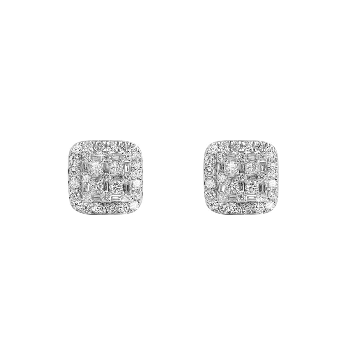 Large Baguette Cushion Diamond Earrings 1.30cttw 10K Yellow Gold HipHopBling