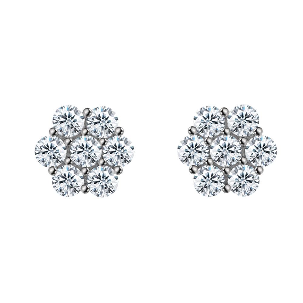 Large Cluster 4.2cttw VVS Moissanite Earrings .925 Sterling Silver White Gold HipHopBling
