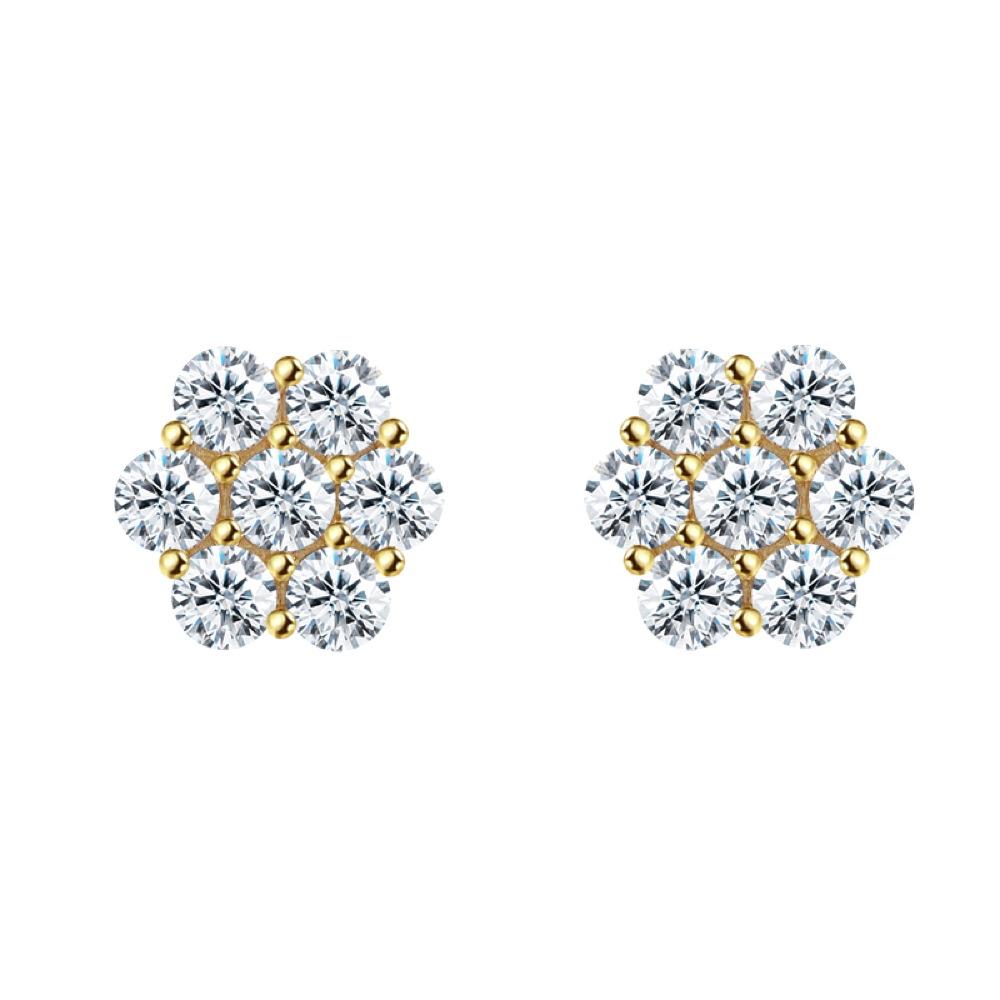 Large Cluster 4.2cttw VVS Moissanite Earrings .925 Sterling Silver Yellow Gold HipHopBling
