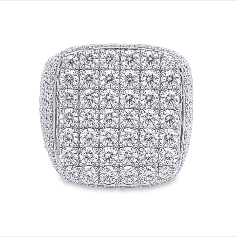 Large Cushion Iced Out VVS Moissanite Ring .925 Sterling Silver HipHopBling