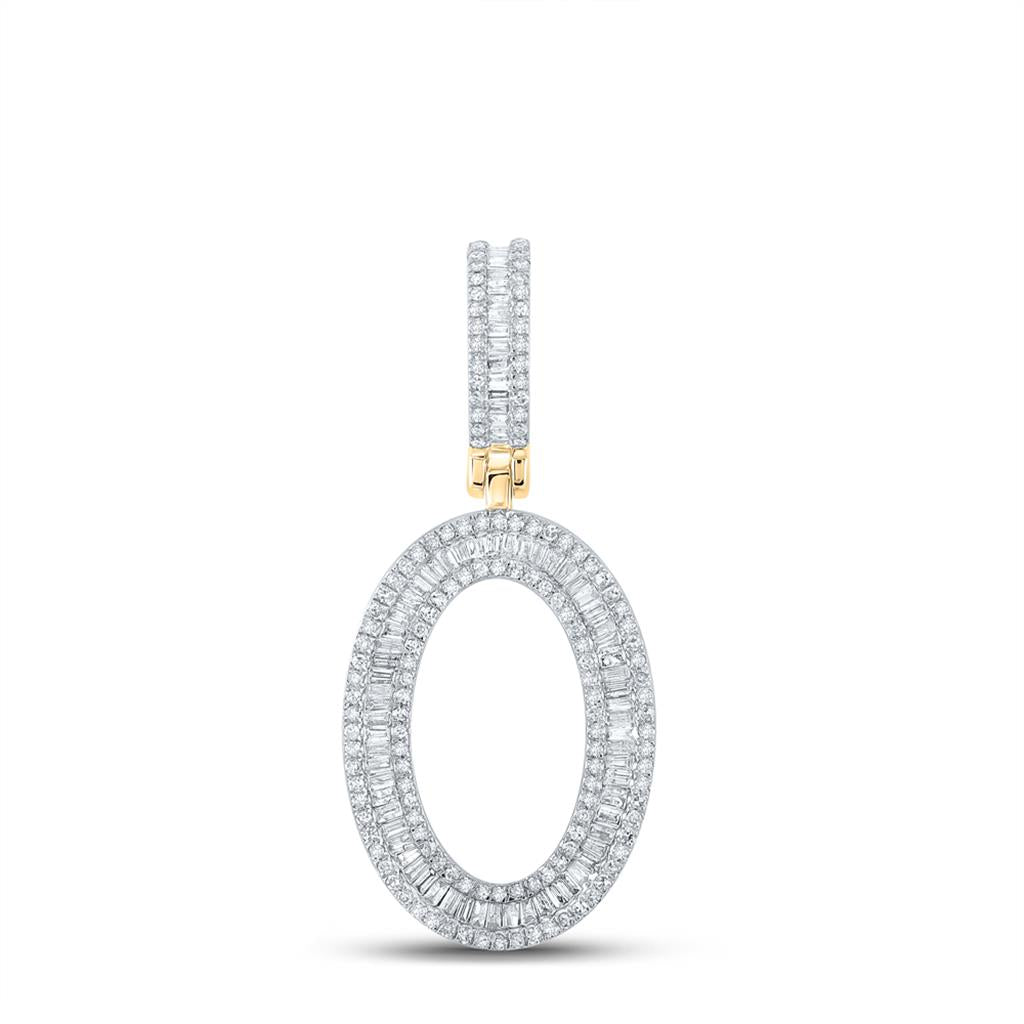 Large Initial Letter Baguette Diamond Pendant 10K Yellow Gold A-Z O HipHopBling