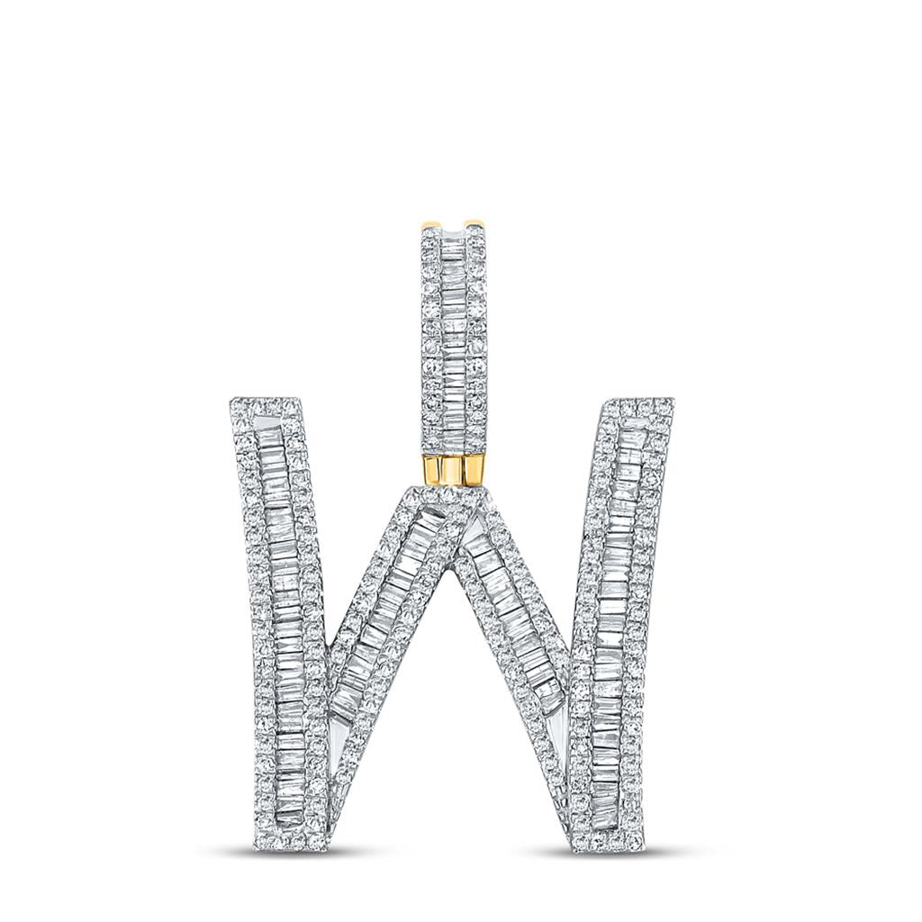 Large Initial Letter Baguette Diamond Pendant 10K Yellow Gold A - Z W HipHopBling
