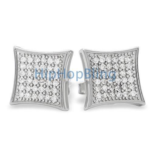 Large Kite CZ Micro Pave Iced Out Earrings .925 Silver HipHopBling