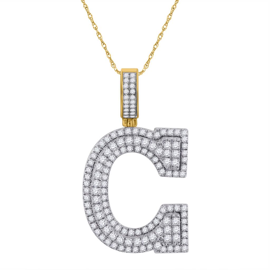 Layered A - Z Letter Initial Diamond Pendant 10K Yellow Gold A HipHopBling
