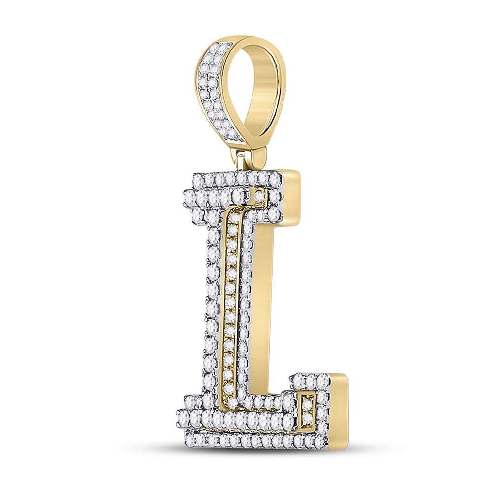 Layered A - Z Letter Initial Diamond Pendant 10K Yellow Gold A HipHopBling