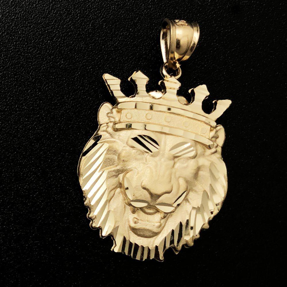 Lion Crown M 10K Yellow Gold Pendant HipHopBling