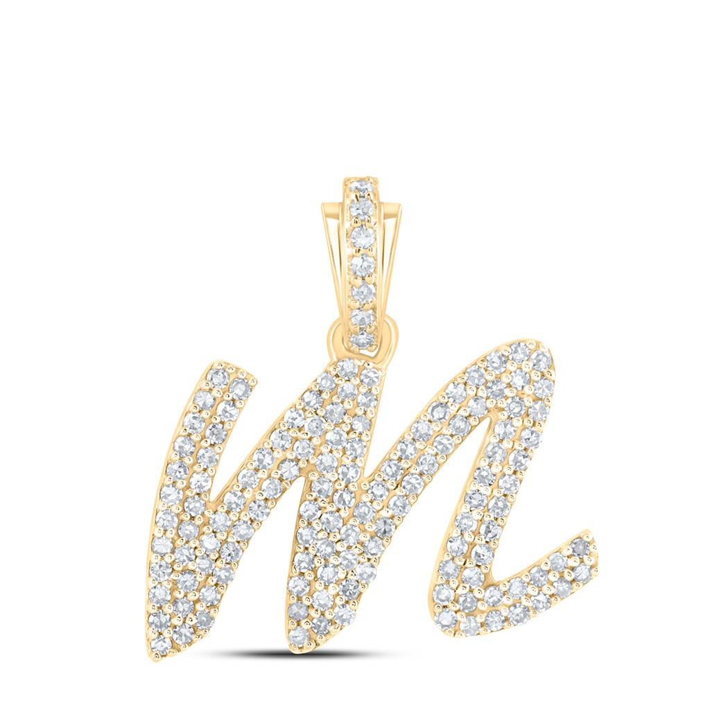 Lowercase Cursive A - Z Letter Initial Diamond Pendant 10K Gold A 10K Yellow Gold HipHopBling