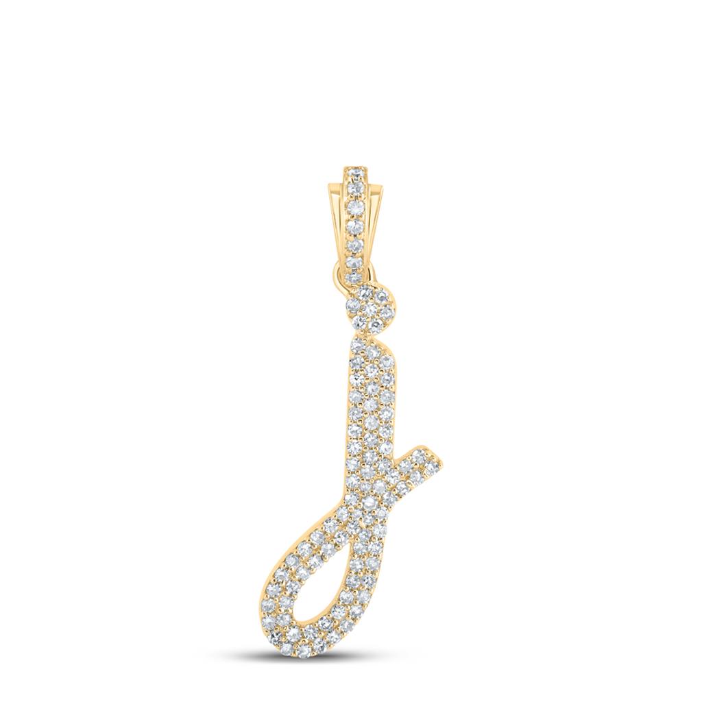Lowercase Cursive A - Z Letter Initial Diamond Pendant 10K Gold A 10K Yellow Gold HipHopBling